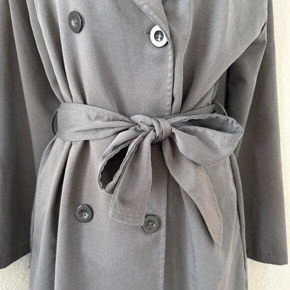 MAEVA Charcoal Gray Lightweight Double Breasted Trench Coat Small - Picture 8 of 14